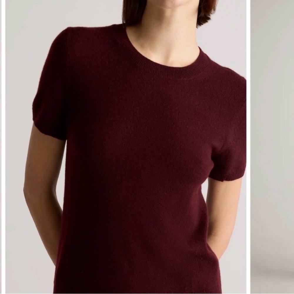 Quince Mongolian Cashmere Tee Burgundy Size XL short sleeve
